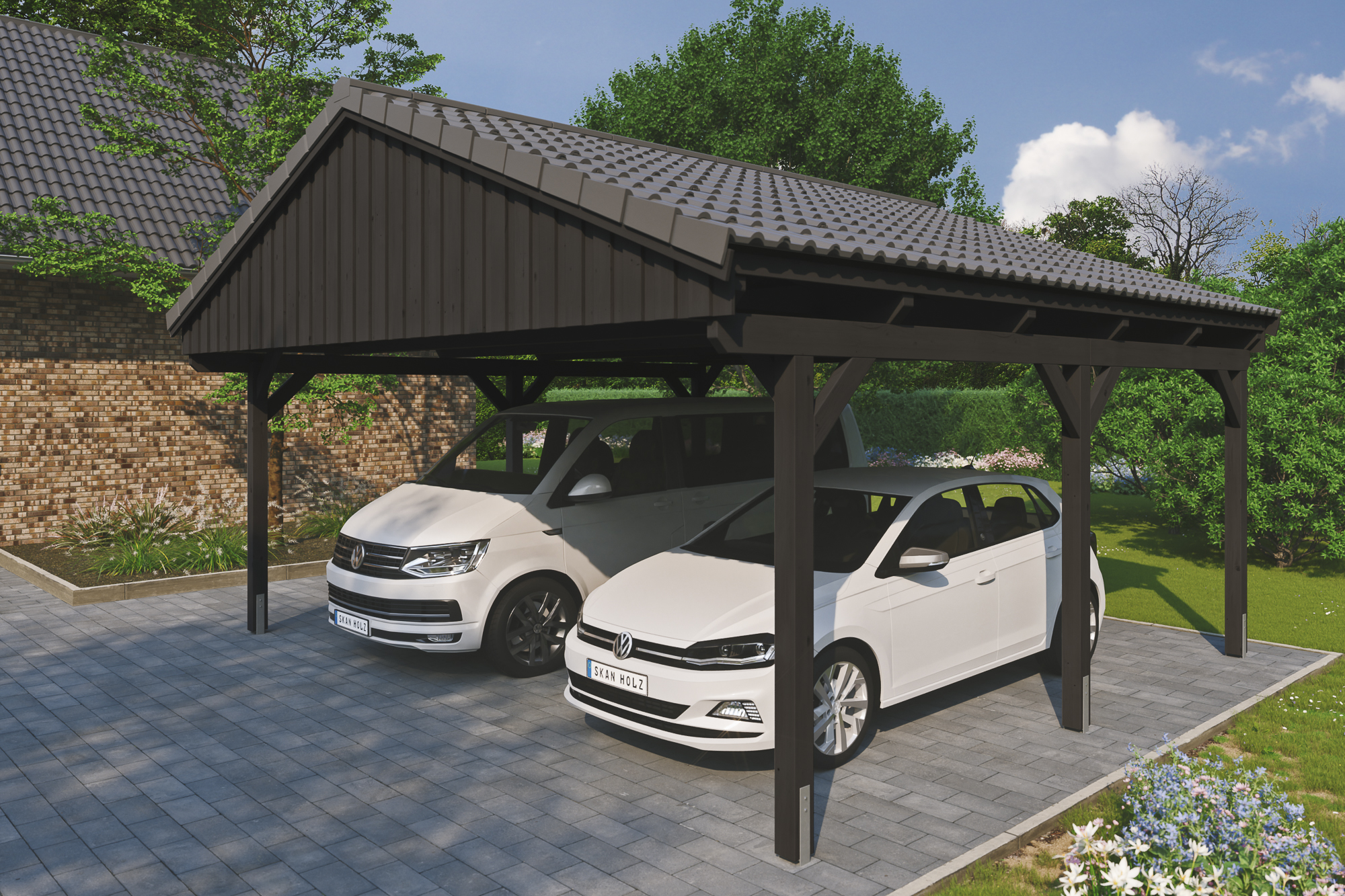 Carport Fichtelberg 618 x 566 cm, Dachlattung, anthrazit