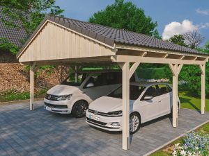Carport Fichtelberg 618 x 566 cm, Dachlattung, natur