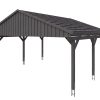 Carport Fichtelberg 618 x 566 cm, rote Schindeln, schiefergrau