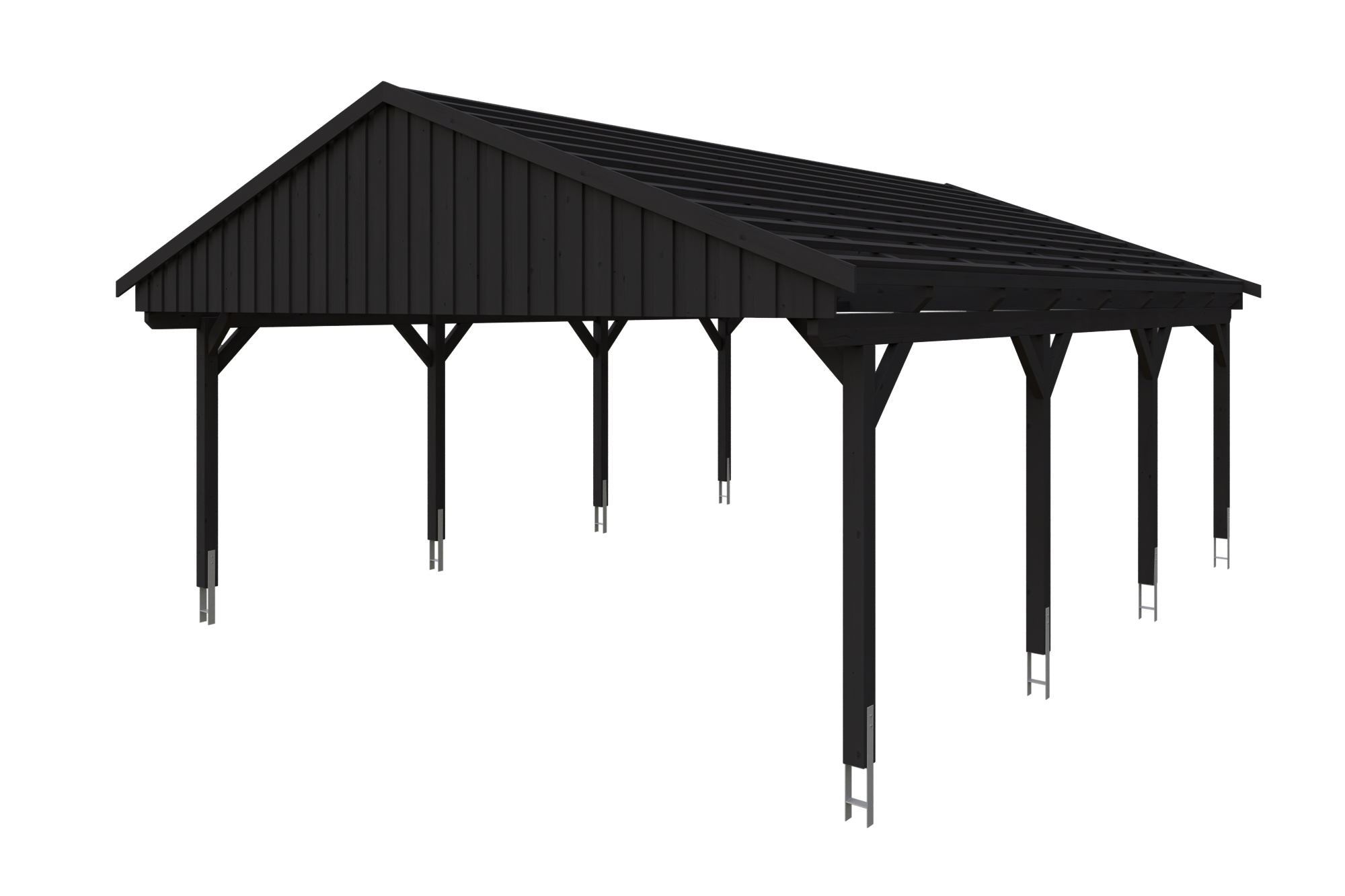 Carport Fichtelberg 618 x 808 cm, rote Schindeln, anthrazit Carport Fichtelberg 618 x 808 cm, rote Schindeln, anthrazit