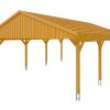 Carport Fichtelberg 618 x 808 cm, rote Schindeln, eiche hell Carport Fichtelberg 618 x 808 cm, rote Schindeln, eiche hell