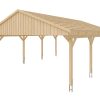 Carport Fichtelberg 618 x 808 cm, rote Schindeln, natur Carport Fichtelberg 618 x 808 cm, rote Schindeln, natur