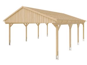 Carport Fichtelberg 618 x 808 cm, rote Schindeln, natur