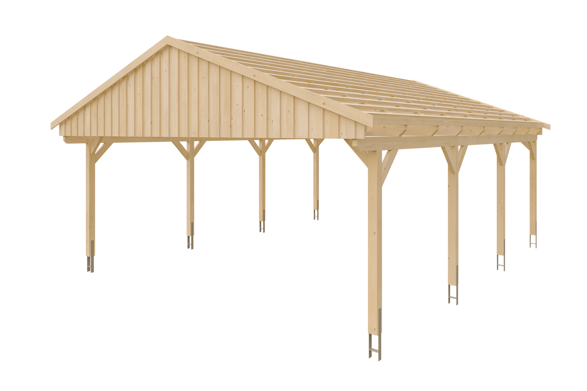Carport Fichtelberg 618 x 808 cm, rote Schindeln, natur Carport Fichtelberg 618 x 808 cm, rote Schindeln, natur
