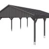 Carport Fichtelberg 618 x 808 cm, rote Schindeln, schiefergrau Carport Fichtelberg 618 x 808 cm, rote Schindeln, schiefergrau