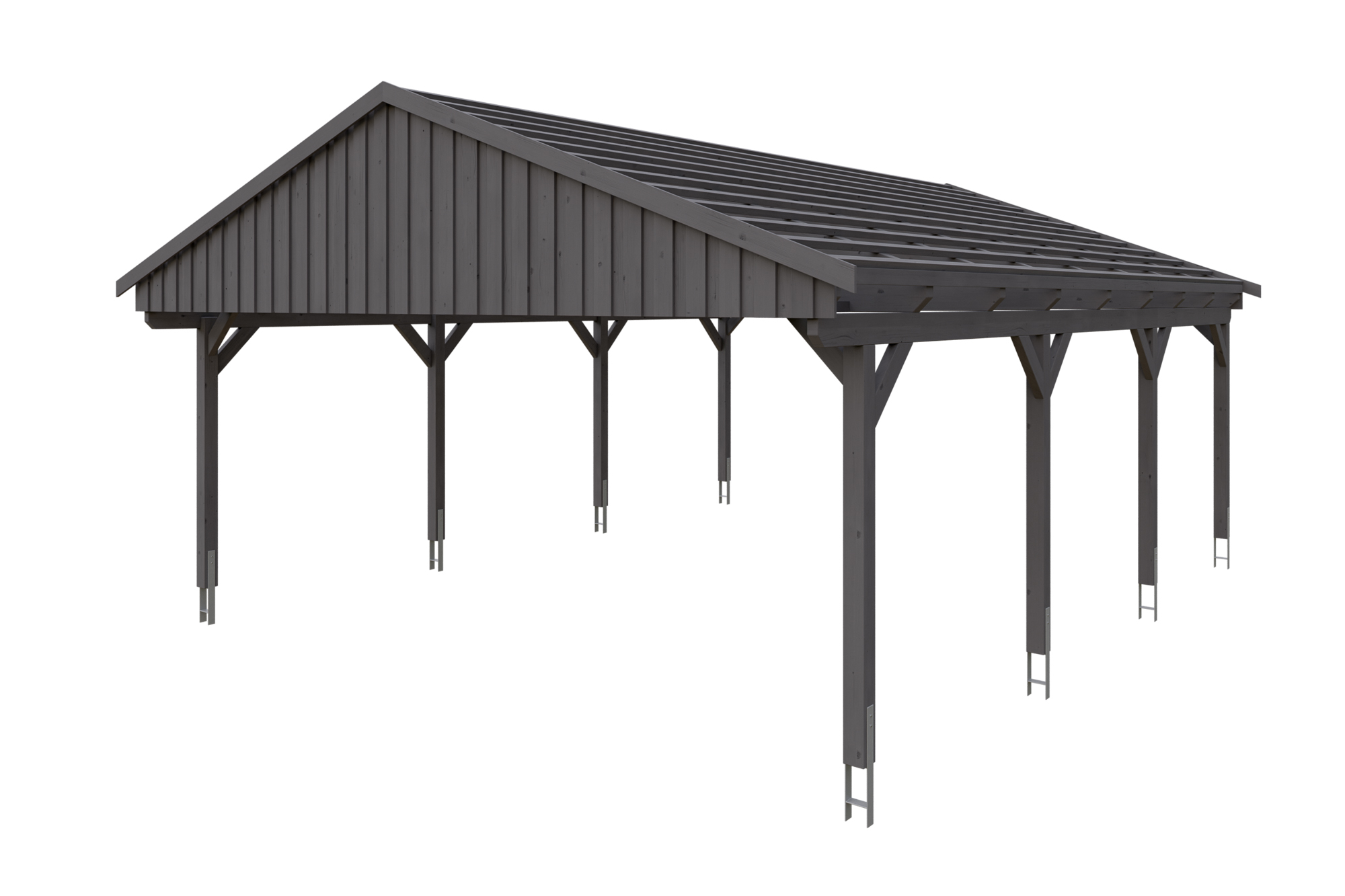 Carport Fichtelberg 618 x 808 cm, rote Schindeln, schiefergrau Carport Fichtelberg 618 x 808 cm, rote Schindeln, schiefergrau
