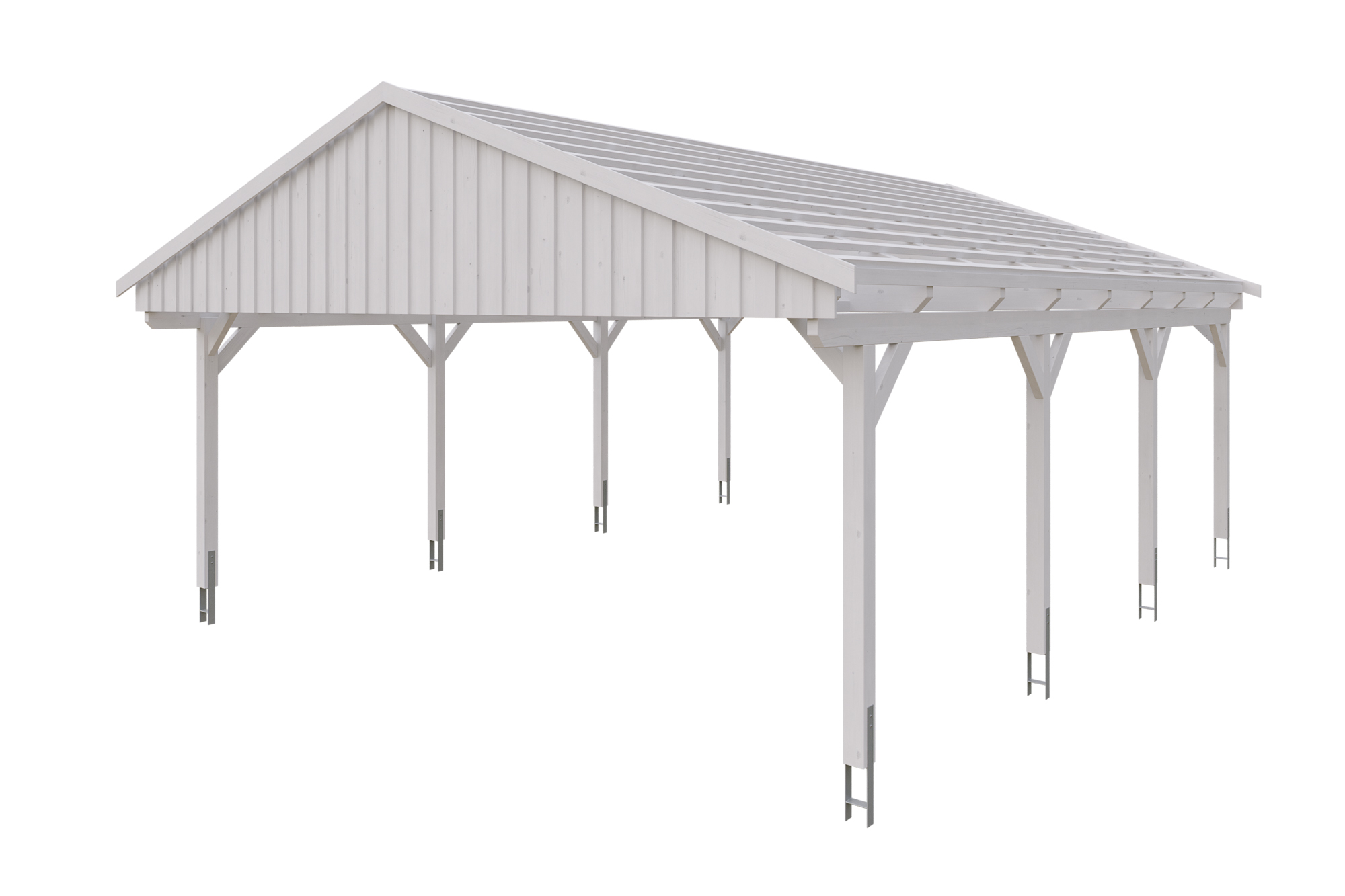 Carport Fichtelberg 618 x 808 cm, rote Schindeln, weiß Carport Fichtelberg 618 x 808 cm, rote Schindeln, weiß