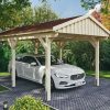 Carport Fichtelberg 317 x 566 cm, rote Schindeln, natur