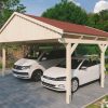 Carport Fichtelberg 618 x 566 cm, rote Schindeln, natur