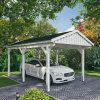 Carport Fichtelberg 317 x 566 cm, schwarze Schindeln, weiß