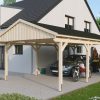 Carport Fichtelberg 423 x 808 cm, schwarze Schindeln, natur