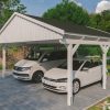Carport Fichtelberg 618 x 566 cm, schwarze Schindeln, weiß