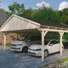 Carport Fichtelberg 618 x 808 cm, schwarze Schindeln, natur Carport Fichtelberg 618 x 808 cm, schwarze Schindeln, natur