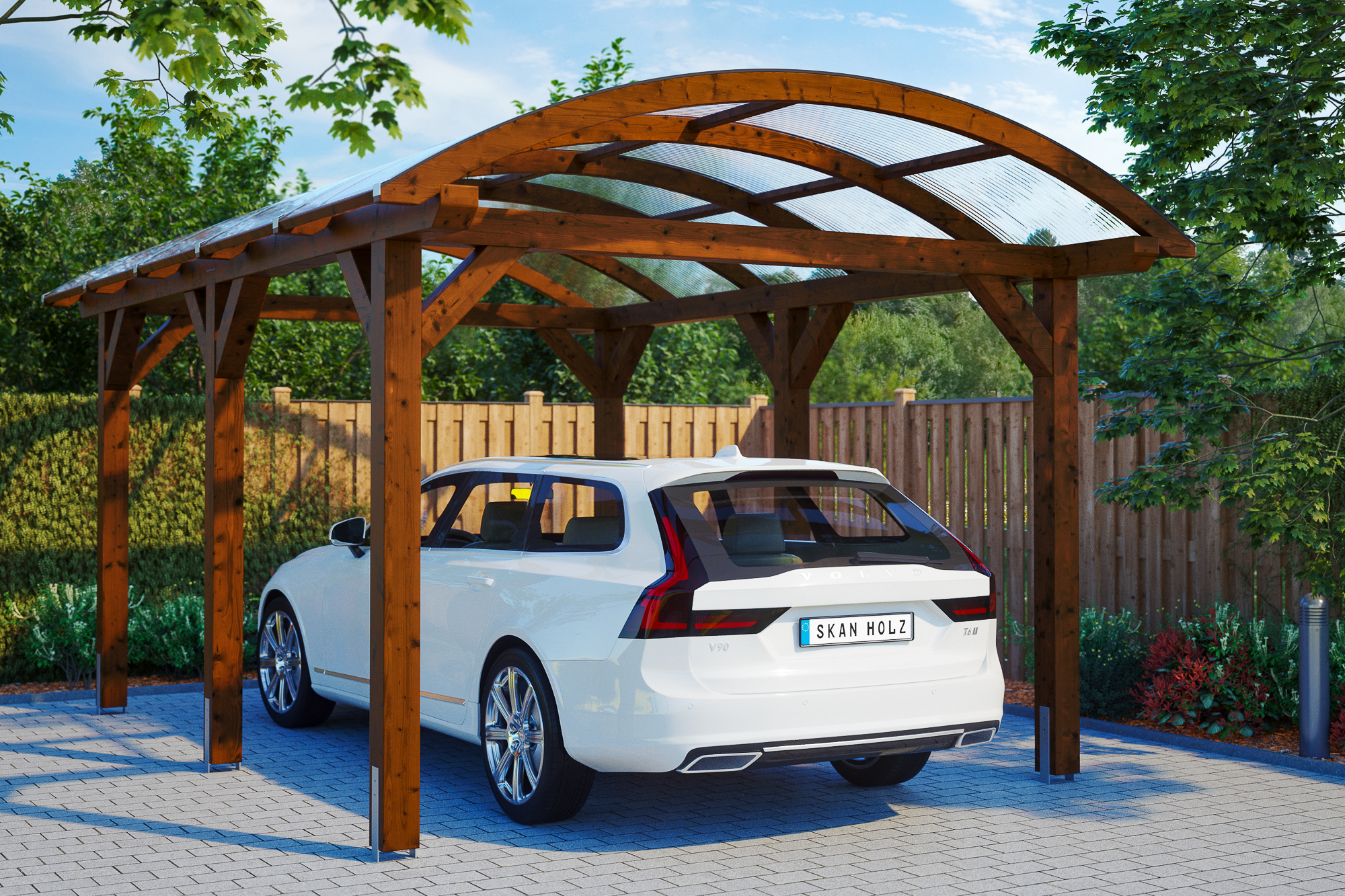 Bogendach-Carport Franken 376 x 541 cm, nussbaum