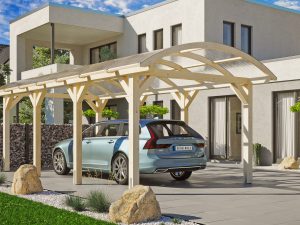 Bogendach-Carport Franken 376 x 755 cm, natur