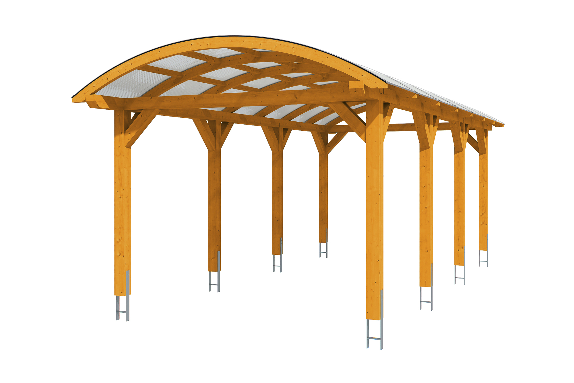 Bogendach-Carport Franken 376 x 755 cm, eiche hell