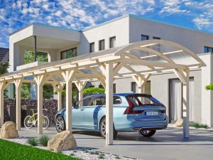 Bogendach-Carport Franken 376 x 969 cm, natur
