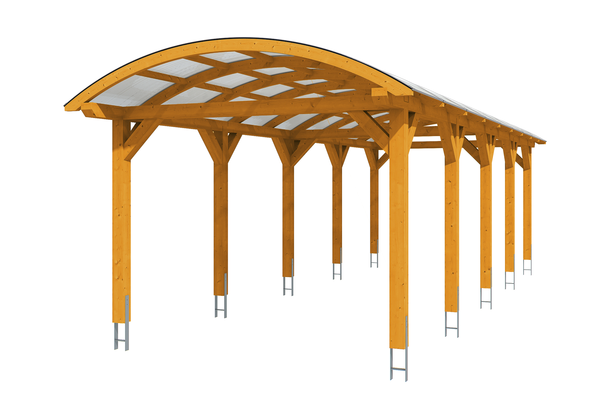 Bogendach-Carport Franken 376 x 969 cm, eiche hell