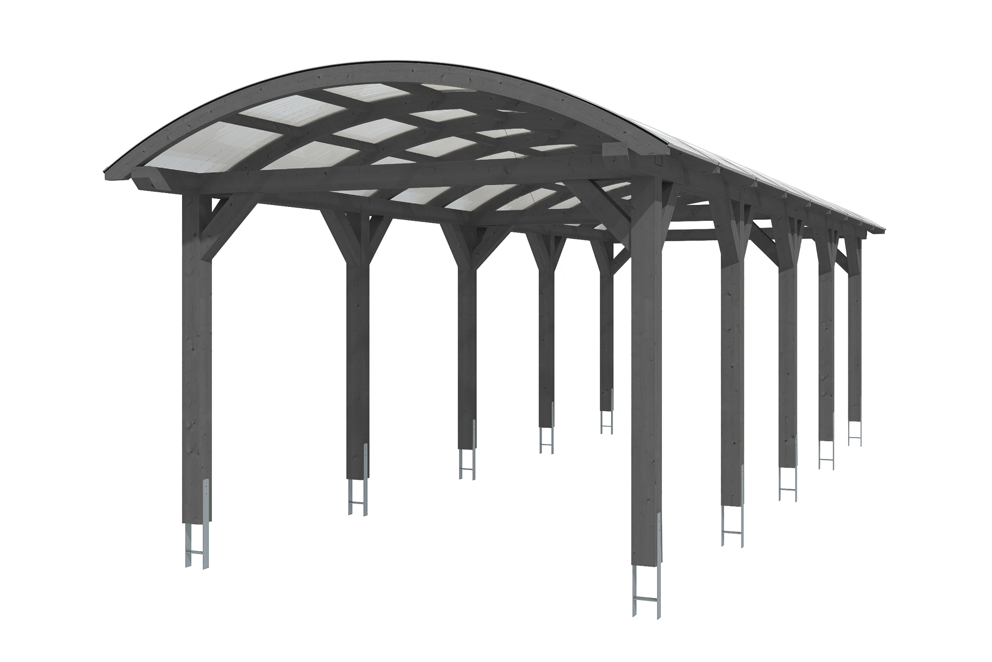 Bogendach-Carport Franken 376 x 969 cm, schiefergrau