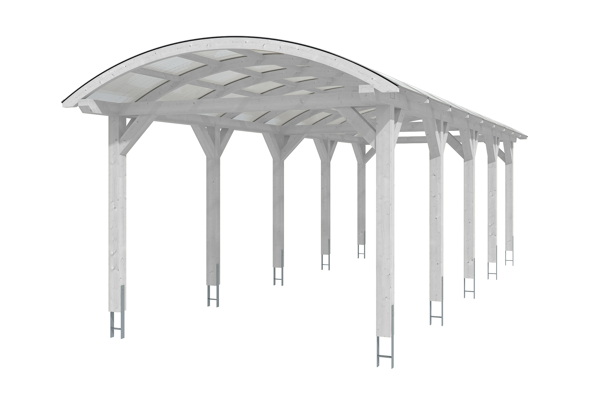 Bogendach-Carport Franken 376 x 969 cm, weiß