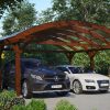 Bogendach-Carport Franken 635 x 541 cm, nussbaum