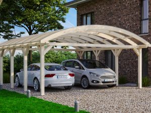 Bogendach-Carport Franken 635 x 755 cm, natur