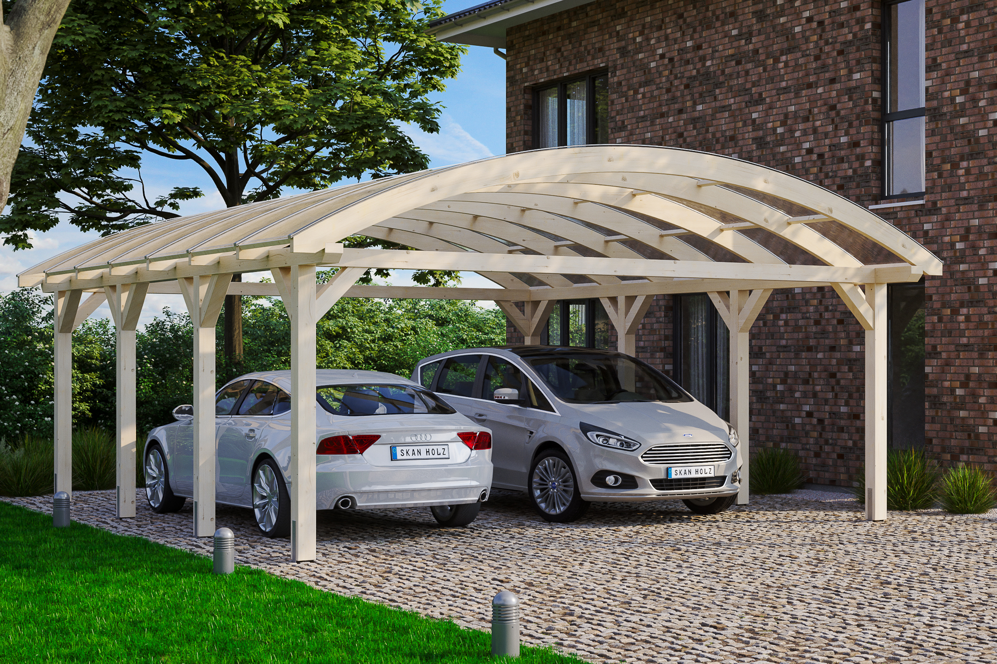Bogendach-Carport Franken 635 x 755 cm, natur Bogendach-Carport Franken 635 x 755 cm, natur
