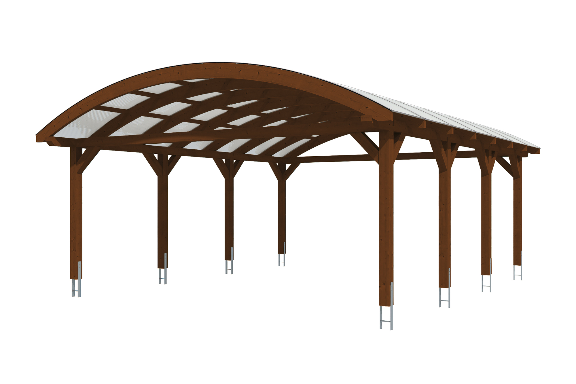 Bogendach-Carport Franken 635 x 755 cm, nussbaum Bogendach-Carport Franken 635 x 755 cm, nussbaum