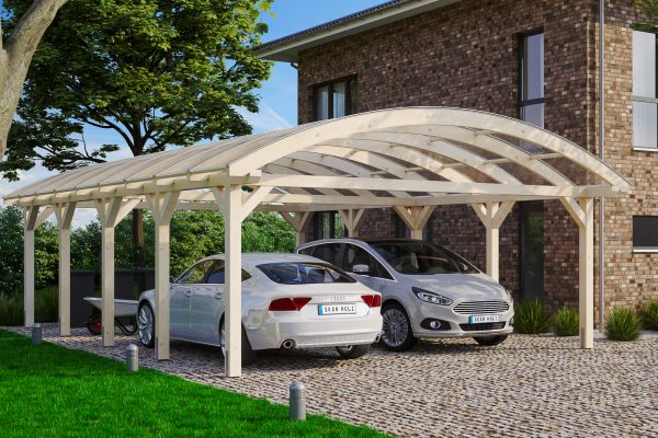 Bogendach-Carport Franken 635 x 969 cm, natur