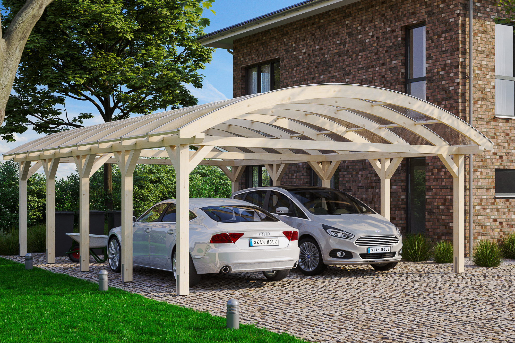 Bogendach-Carport Franken 635 x 969 cm, natur Bogendach-Carport Franken 635 x 969 cm, natur