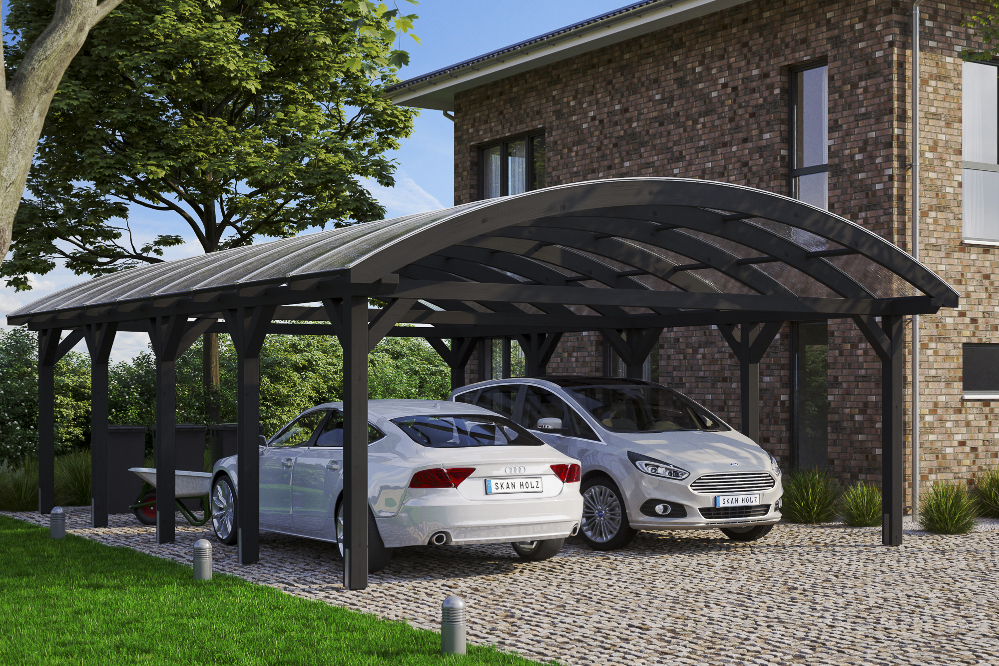 Bogendach-Carport Franken 635 x 969 cm, anthrazit Bogendach-Carport Franken 635 x 969 cm, anthrazit