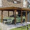AI generated – Carport Friesland Hybrid Set 12, 314 x 708 cm mit Abstellraum, nussbaum