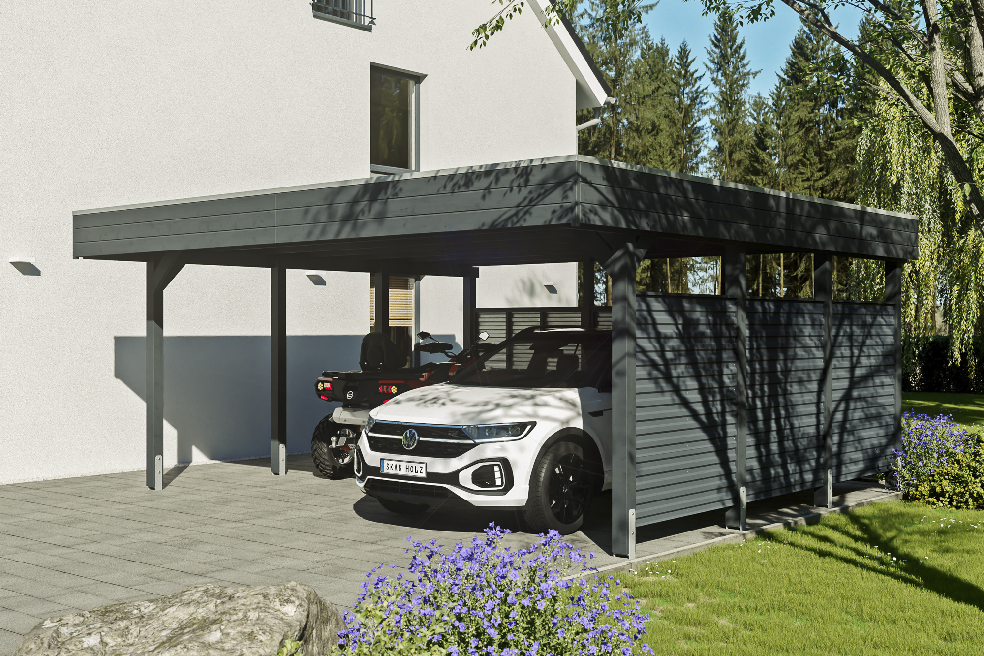 AI generated – Carport Friesland Hybrid Set 13, 557 x 555 cm mit Rück- und Seitenwand, anthrazit