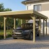 AI generated – Carport Friesland 320 x 555 cm, mit Stahl-Dachplatten, grün imprägniert