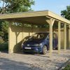 AI generated – Carport Friesland Set A, 320 x 555 cm, mit Seiten- und Rückwand, grün imprägniert