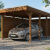 AI generated – Carport Friesland Set A, 320 x 555 cm, mit Seiten- und Rückwand, nussbaum