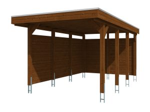 AI generated – Carport Friesland 320 x 555 cm, mit EPDM-Dach, nussbaum
