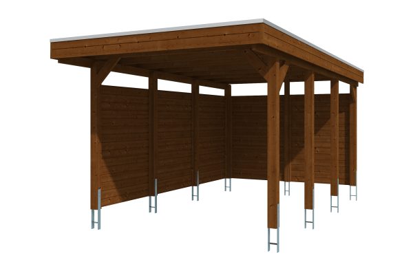 AI generated – Carport Friesland 320 x 555 cm, mit EPDM-Dach, nussbaum