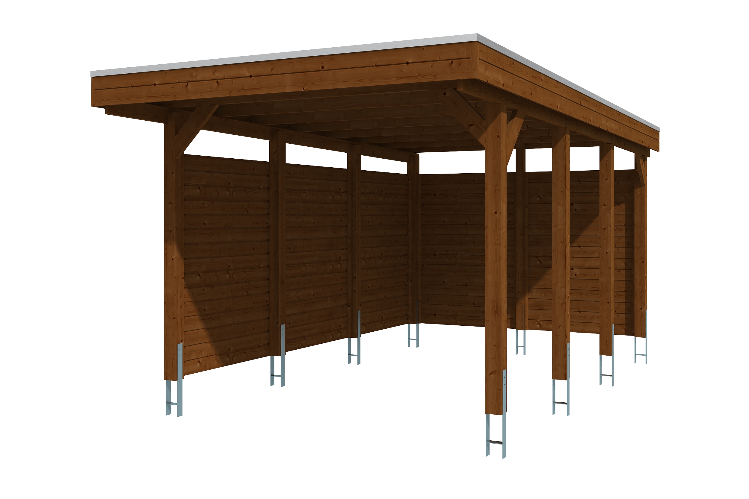 AI generated – Carport Friesland 320 x 555 cm, mit EPDM-Dach, nussbaum