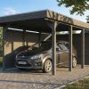 AI generated – Carport Friesland Set A, 320 x 555 cm, mit Seiten- und Rückwand, schiefergrau