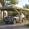 AI generated – Carport Friesland Set E, 320 x 555 cm, mit einem Einfahrtsbogen, grün imprägniert
