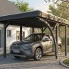 AI generated – Carport Friesland Set E, 320 x 555 cm, mit einem Einfahrtsbogen, schiefergrau
