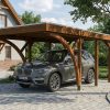 Carport Friesland Set F, 320 x 555 cm, mit zwei Einfahrtsbögen, nussbaum AI generated – Carport Friesland Set F, 320 x 555 cm, mit zwei Einfahrtsbögen, nussbaum
