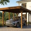 AI generated – Carport Friesland 320 x 555 cm, mit Stahl-Dachplatten, nussbaum