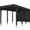AI generated – Carport Friesland 320 x 708 cm, mit Stahl-Dachplatten, anthrazit