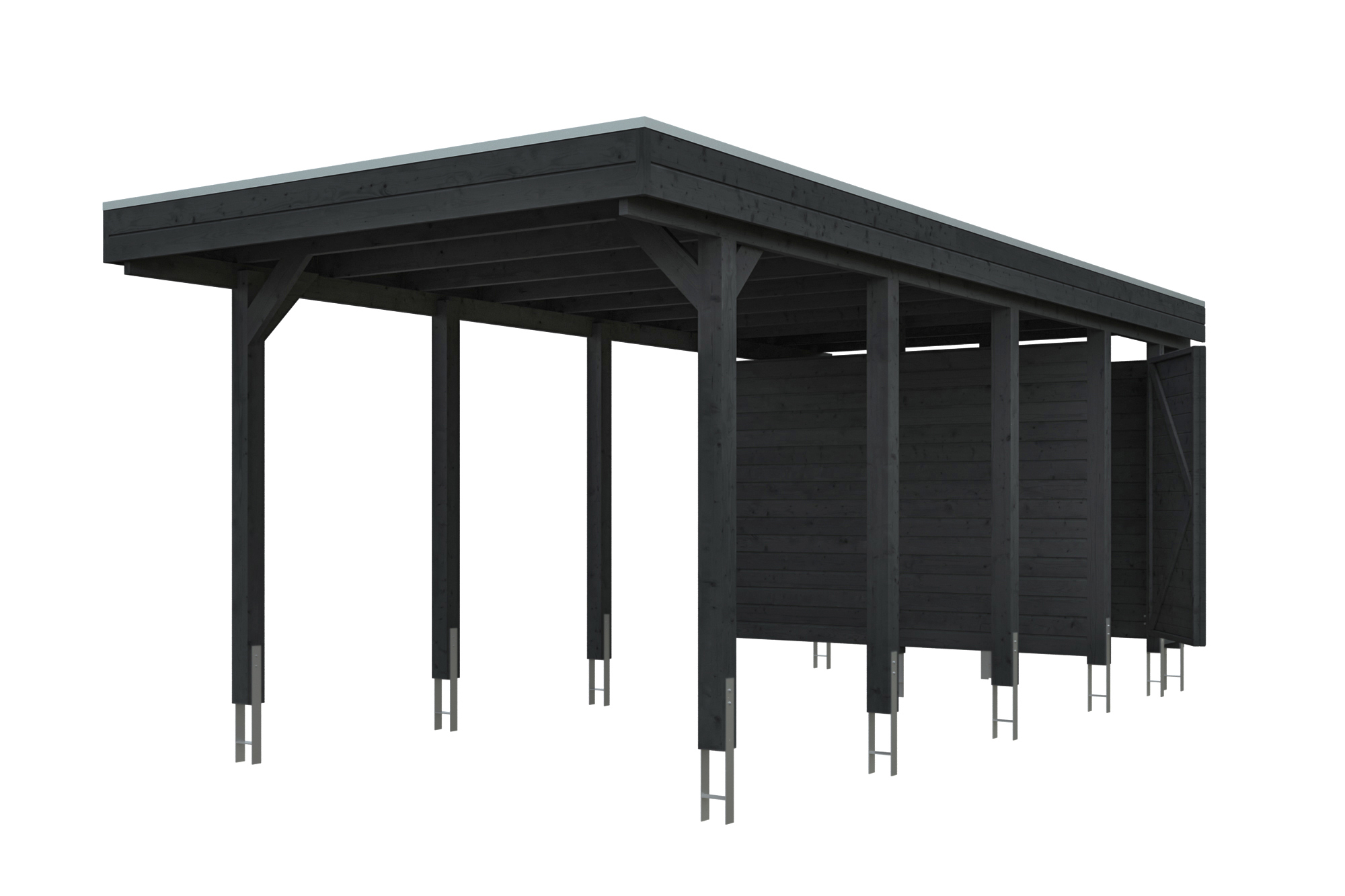 AI generated – Carport Friesland 320 x 708 cm, mit Stahl-Dachplatten, anthrazit