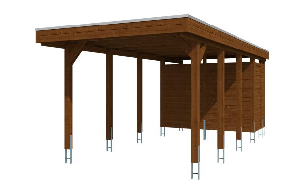 AI generated – Carport Friesland 320 x 708 cm, mit EPDM-Dach, nussbaum