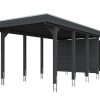 AI generated – Carport Friesland 320 x 708 cm, mit Stahl-Dachplatten, schiefergrau