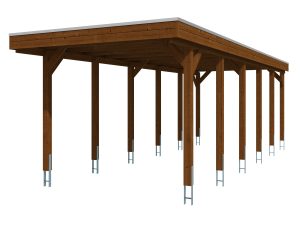 AI generated – Carport Friesland 320 x 860 cm, mit EPDM-Dach, nussbaum