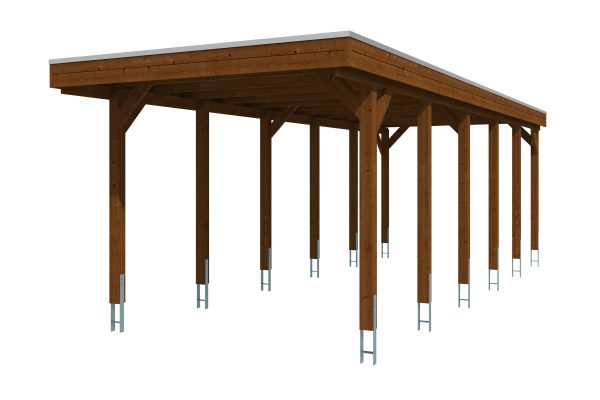 AI generated – Carport Friesland 320 x 860 cm, mit EPDM-Dach, nussbaum